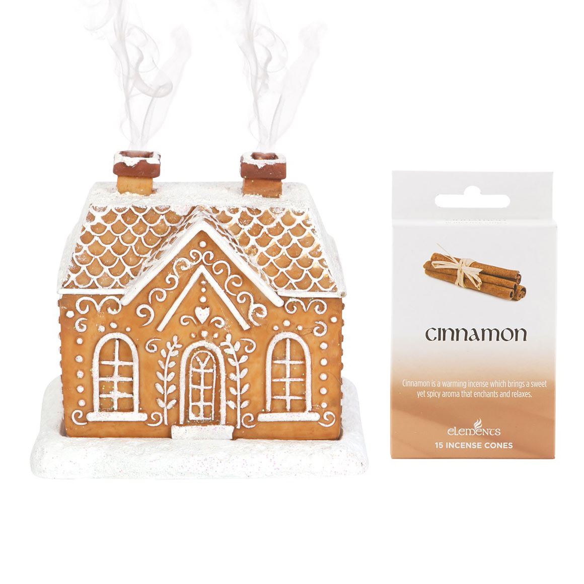 Gingerbread House Incense Burner Festive Christmas Ornament with Cinnamon Cones Oil Burner - Tophatter Daily Deals