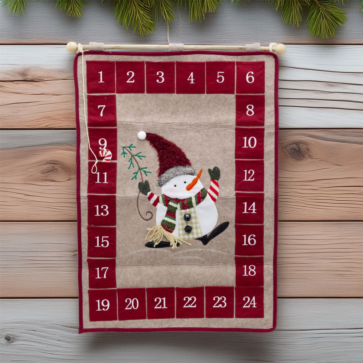 Fabric Snowman Christmas Advent Calendar | 24-Pocket Hanging Calendar for Kids Advent Calendar - Tophatter Daily Deals