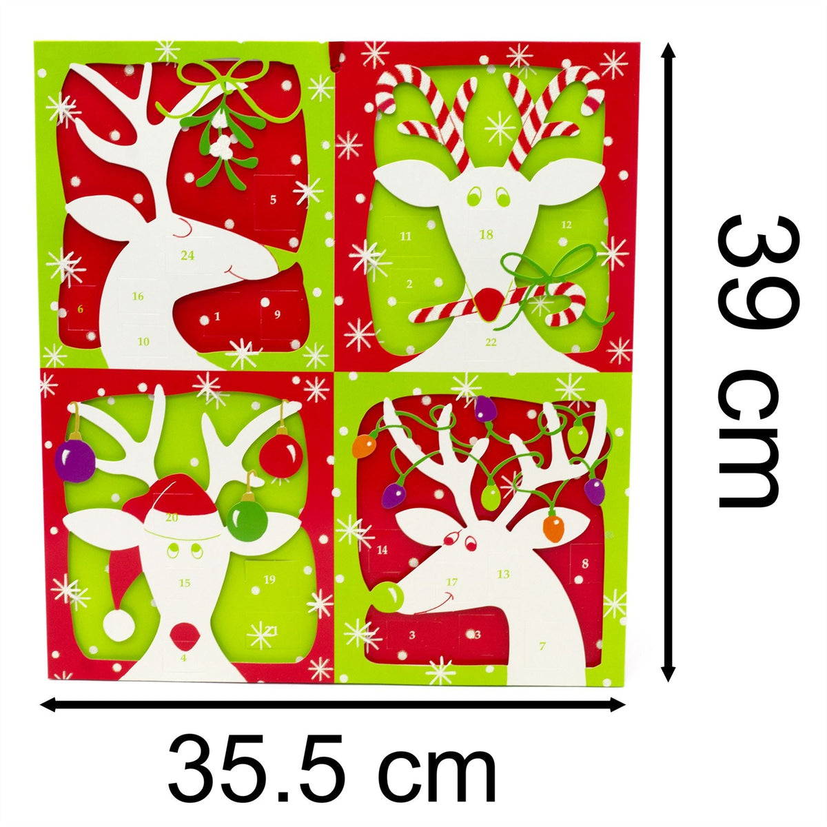 3D Reindeer Christmas Advent Calendar - Glittered Die-Cut with Ribbon, 35.5x39cm Advent Calendar - Tophatter Daily Deals