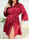 Plus Size Surplice Neck Tie Waist Robe Sleep Dresses - Tophatter Daily Deals