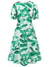 Ruched Printed Surplice Short Sleeve Dress Casual Dresses - Tophatter Daily Deals