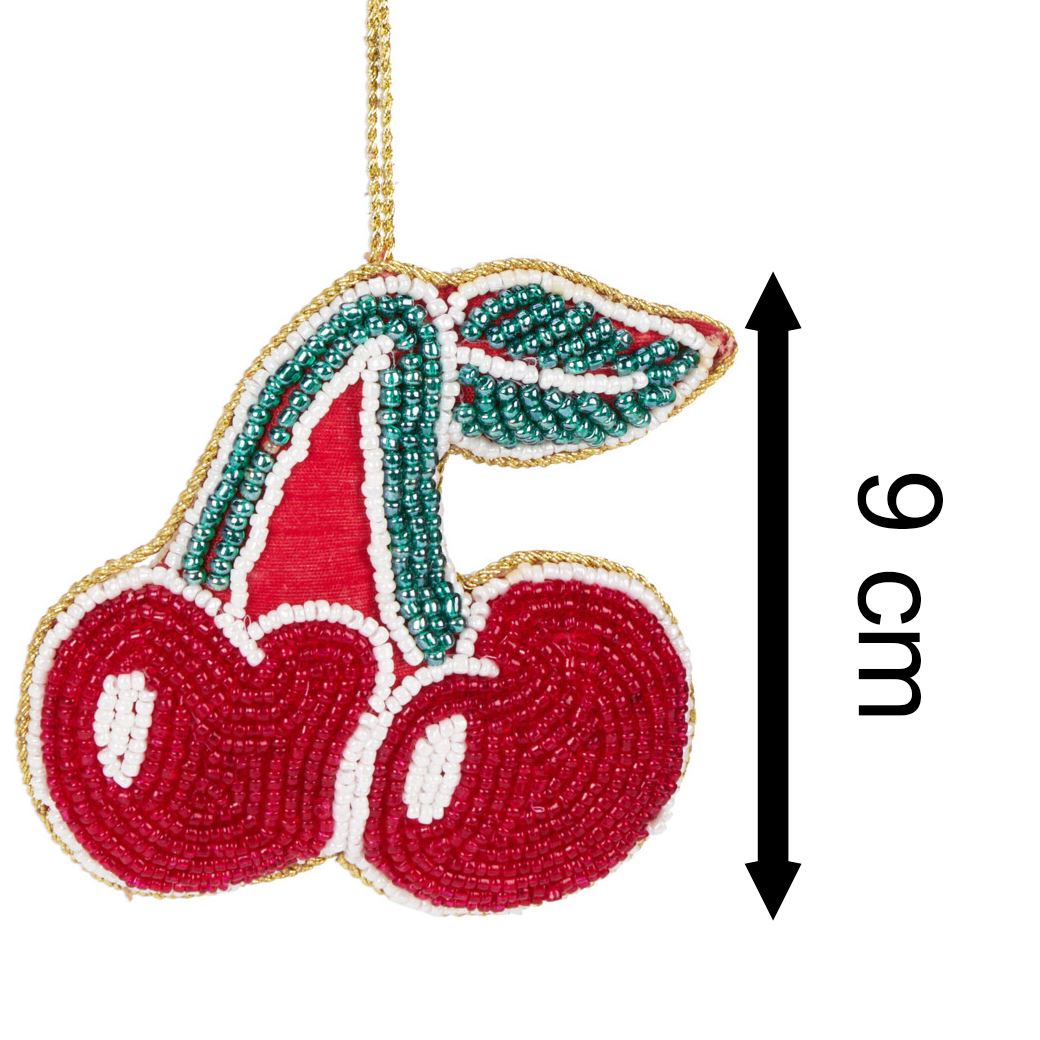 Cherry Beaded Christmas Tree Bauble | Colourful Fruit-shaped Tree Ornaments Baubles - Tophatter Daily Deals