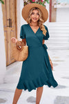 Surplice Neck Flutter Sleeve Dress Casual Dresses - Tophatter Daily Deals