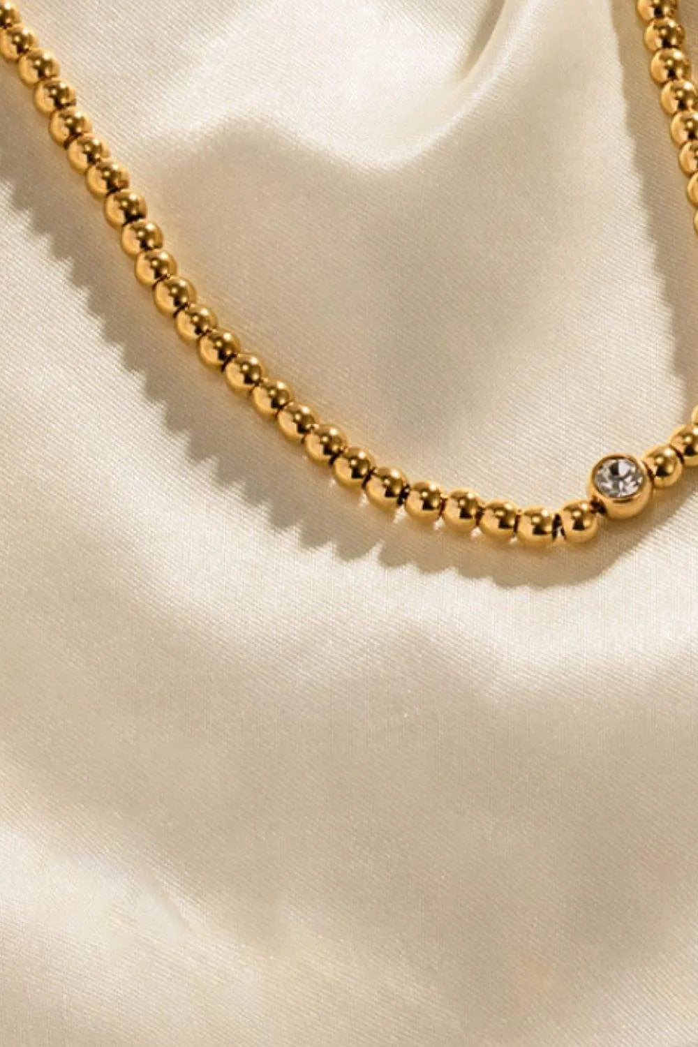 Inlaid Zircon Beaded Stainless Steel Necklace Necklaces - Tophatter Daily Deals