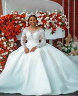Ball Gown Wedding Dress Long Sleeves Bridal Gown White 0 - Tophatter Daily Deals