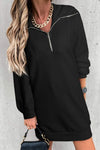 Half Zip Dropped Shoulder Mini Sweatshirt Dress Casual Dresses - Tophatter Daily Deals