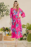 Celeste Full Size Floral Ruffle Tiered Midi Dress Casual Dresses - Tophatter Daily Deals