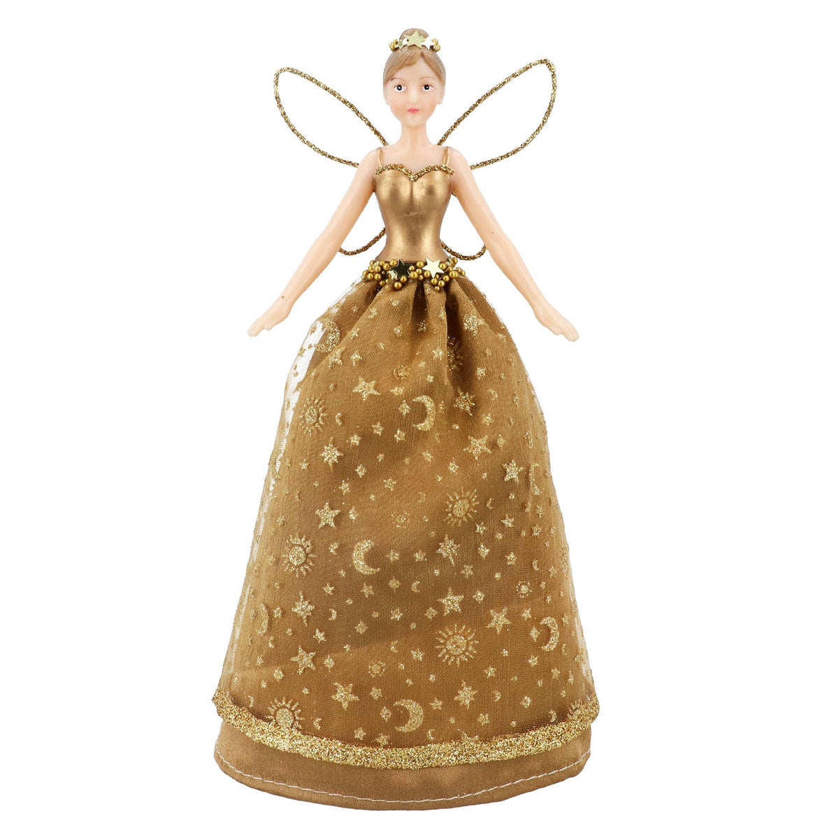 Gold Celestial Fairy Christmas Tree Topper | Fairy Angel Tree Ornament - 19cm Tree Decoration - Tophatter Daily Deals