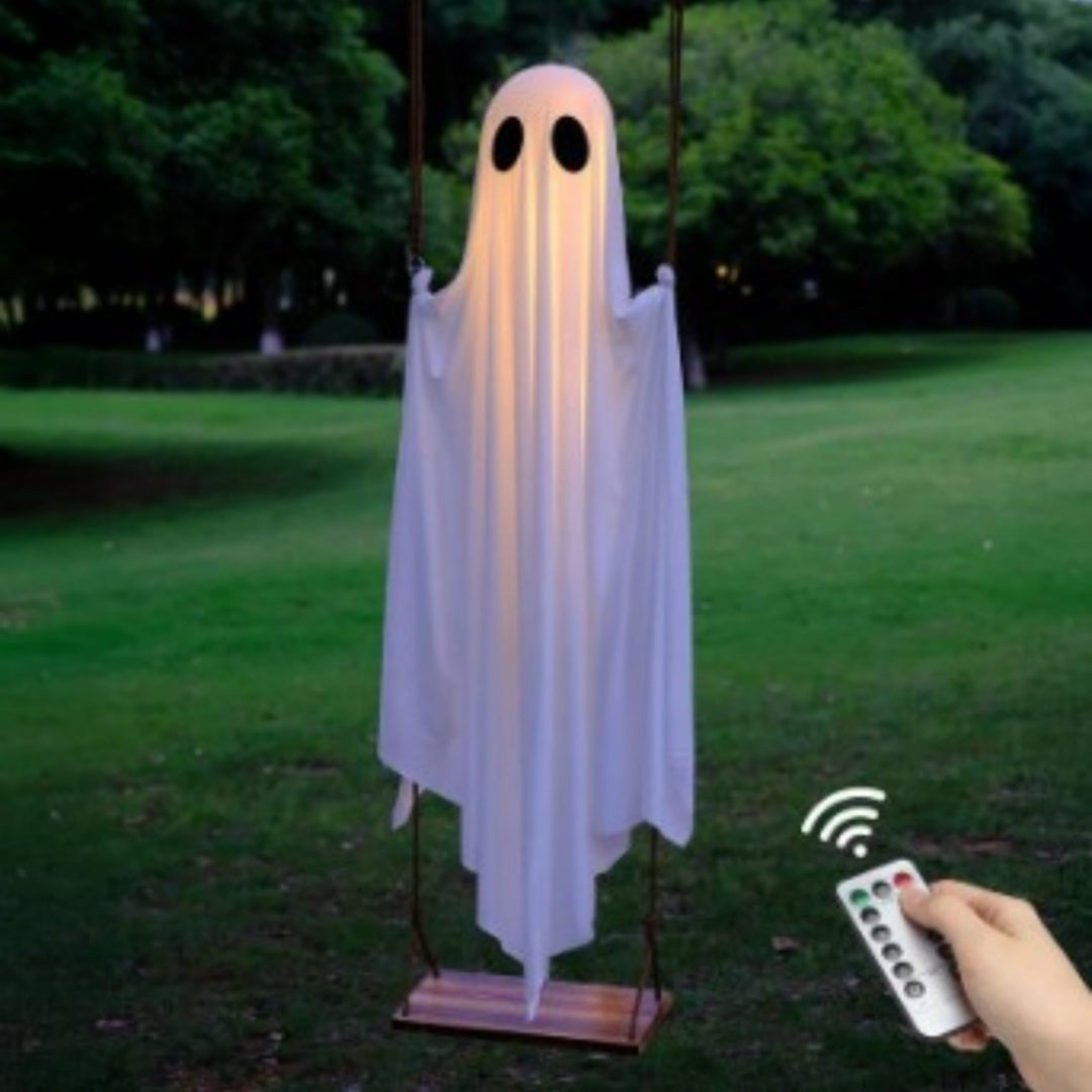 Halloween Lighted Swing Ghost Decoration Porch Remote 3D Changing Face Moving Picture Frame - Tophatter Daily Deals