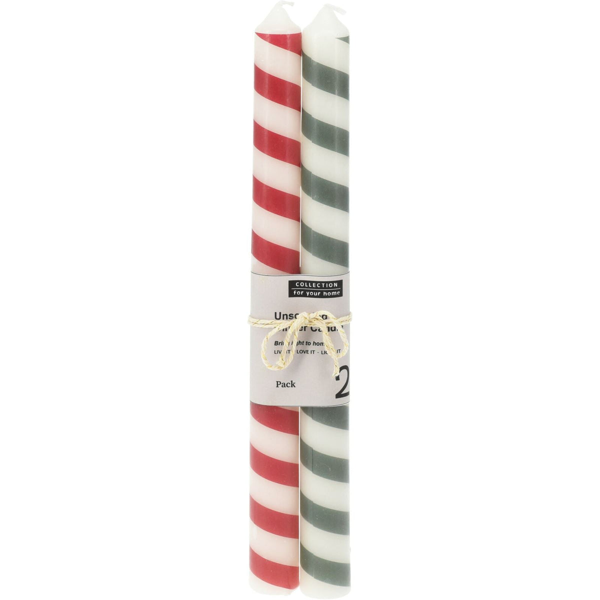 Pair of Unscented Christmas Candles | Set of 2 Tapered Dinner Candles - 25cm Candle - Tophatter Daily Deals