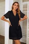 Lace Detail V-Neck Short Sleeve Dress Casual Dresses - Tophatter Daily Deals