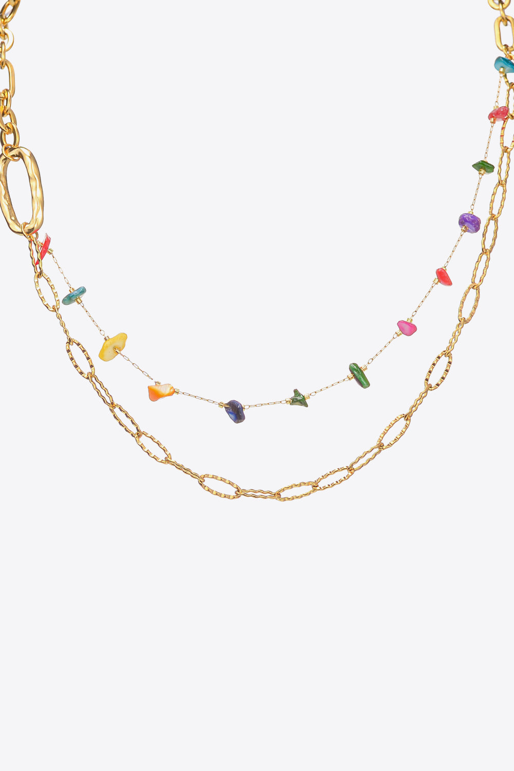 Multicolored Stone Double-Layered Necklace Necklaces - Tophatter Daily Deals