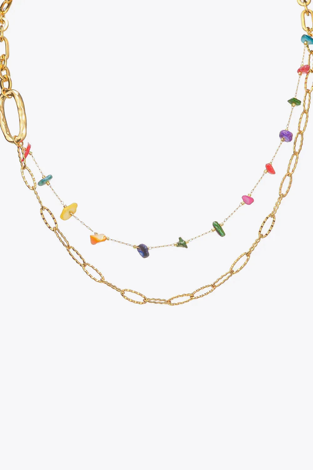 Multicolored Stone Double-Layered Necklace Necklaces - Tophatter Daily Deals