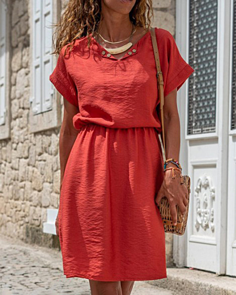 Splicing Plain Color Mid Dress Red Midi Dresses - Tophatter Daily Deals