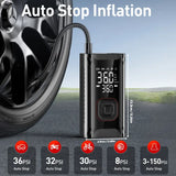 Tire Inflator Portable Air Compressor – Cordless 150PSI Pump with 10000mAh Battery for Car, Bike, Motorcycle, and Ball Automotive - Tophatter Daily Deals