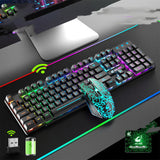 3 Wireless Charging Keyboard And Mouse Set Black rainbow light 0 - Tophatter Daily Deals