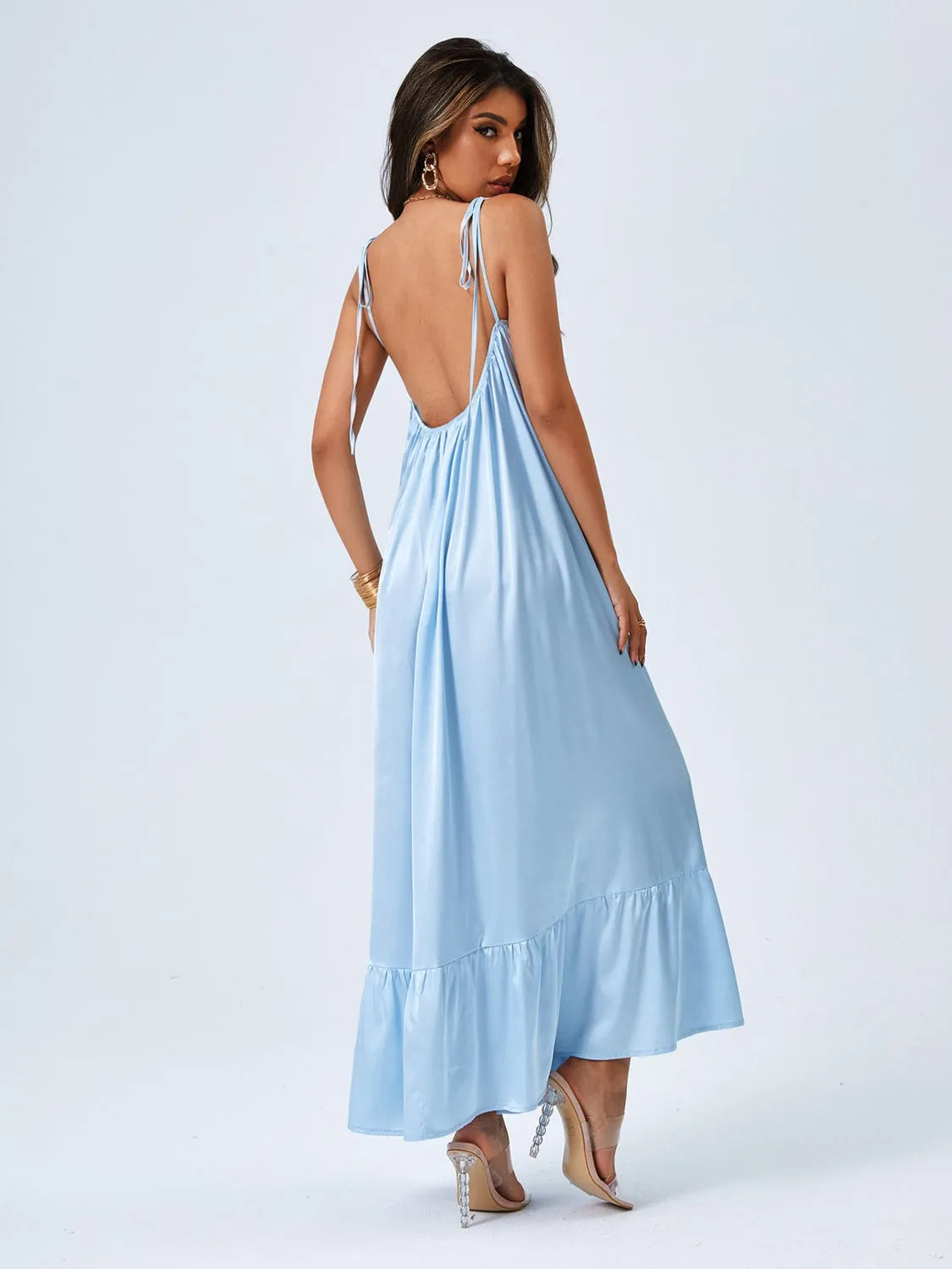 Tie Shoulder Backless Maxi Dress Casual Dresses - Tophatter Daily Deals