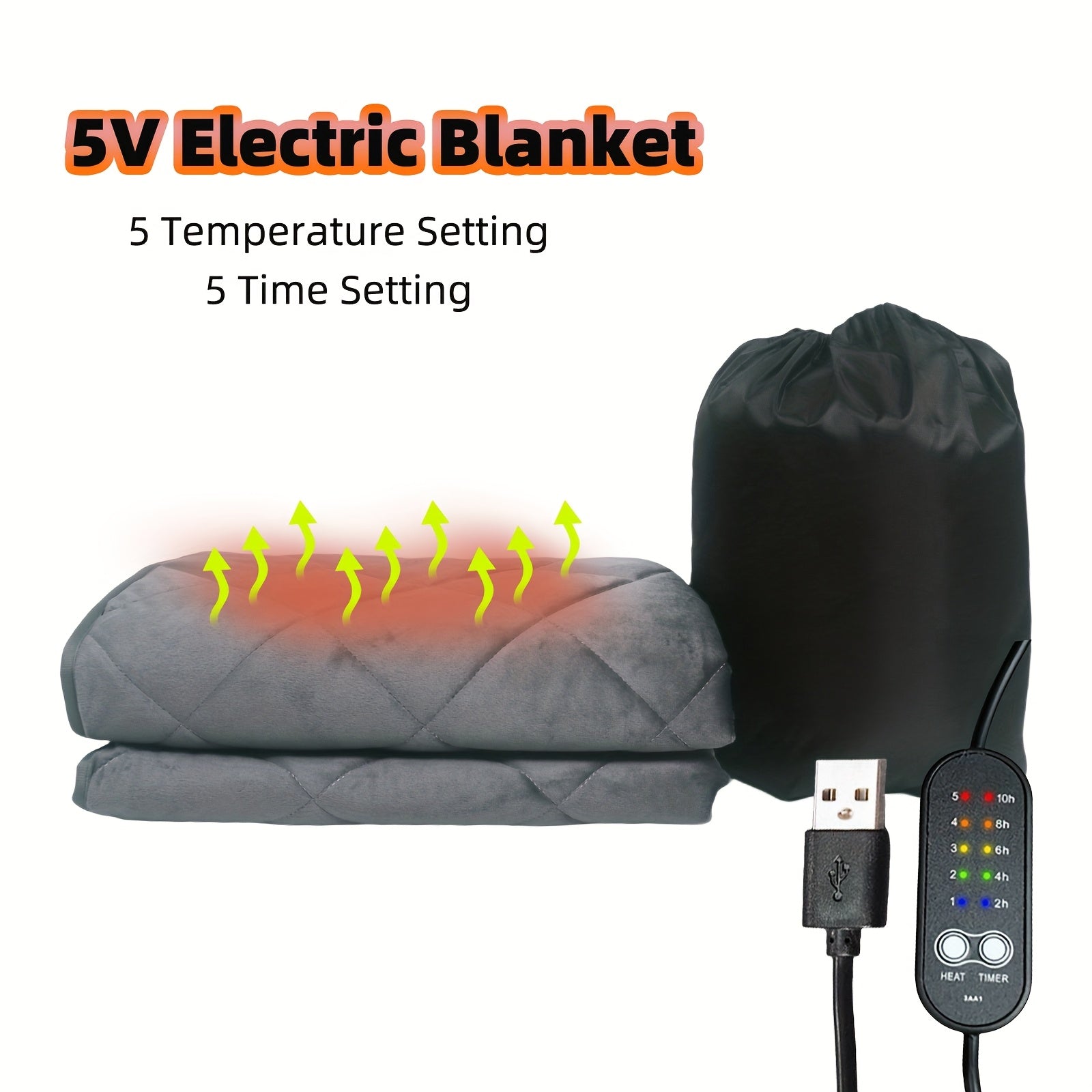 USB Heated Sleeping Bag Pad 5-Level Adjustable Outdoor Recreation > Camping > Sleeping Bags - Tophatter Daily Deals