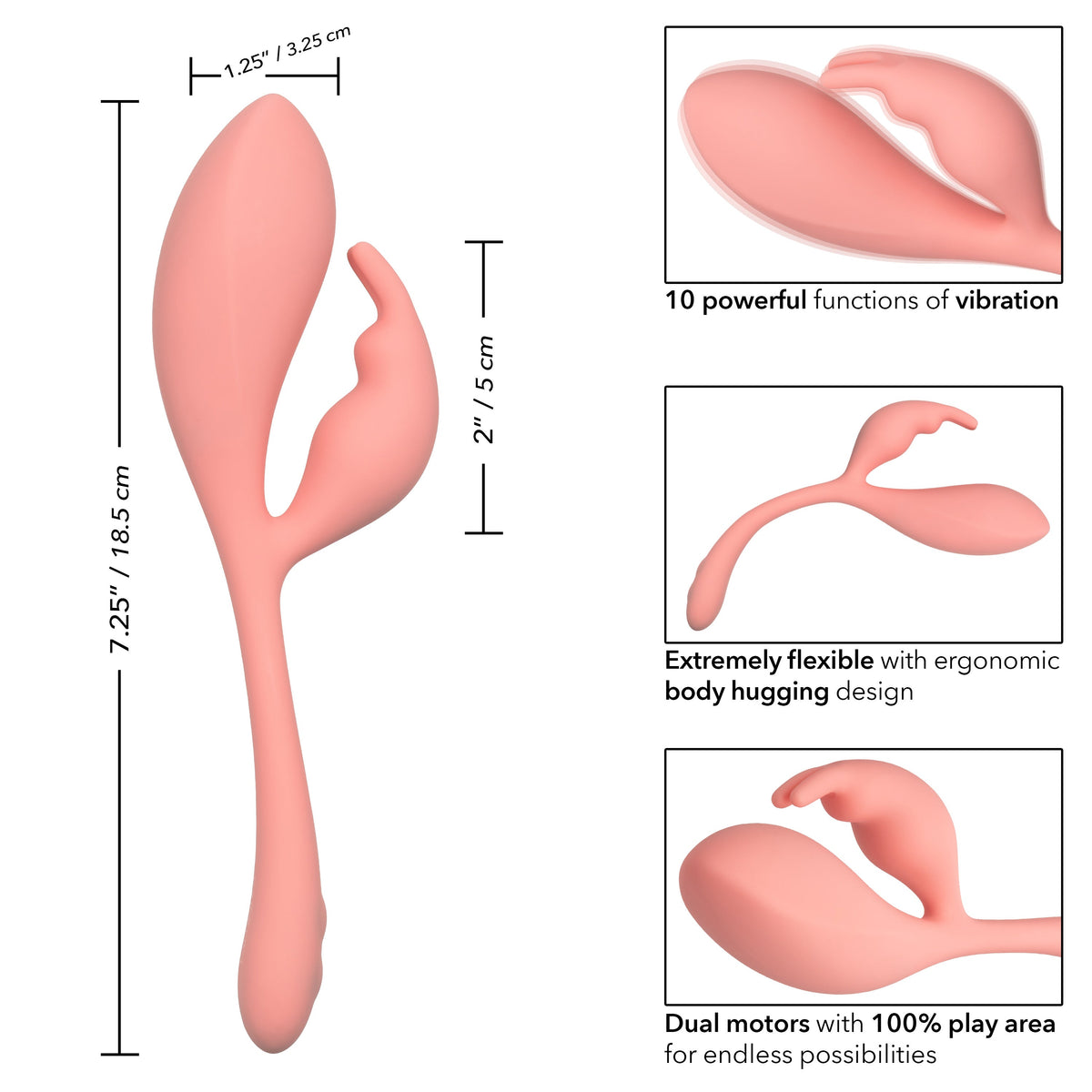 Elle Liquid Silicone Bunny Vibrator in Soft Pink with 10 Vibration Functions and Flexible Body > Vibrators > Ladies > Rabbit - Tophatter Daily Deals