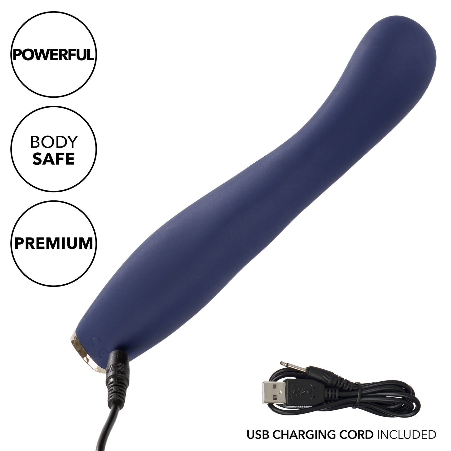 Chic Peony Flexible G-Wand Vibrator with Dual Motors, 10 Speeds, Navy Blue Silicone and Gold Accents > Sex Toys For Ladies > G-Spot Vibrators - Tophatter Daily Deals