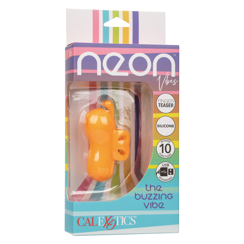 Neon Vibes The Buzzing Vibe Orange Silicone Finger Teaser with 10 Vibration Functions and Rechargeable > Vibrators > Finger Vibrators - Tophatter Daily Deals
