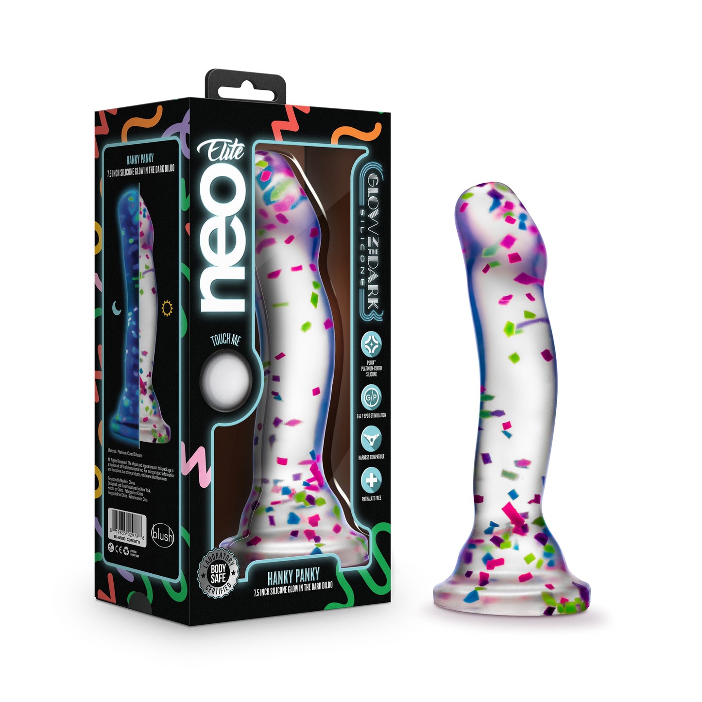 Hanky Panky Confetti Filled Clear 7.5" Dildo Glow in the Dark > Dildos > Realistic Dildos - Tophatter Daily Deals