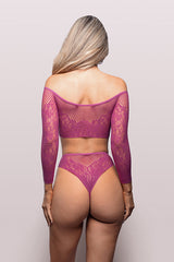 Your Desire Long Sleeve Top and Panty (Magenta) – Lingerie Set > Clothes > Lingerie Sets - Tophatter Daily Deals