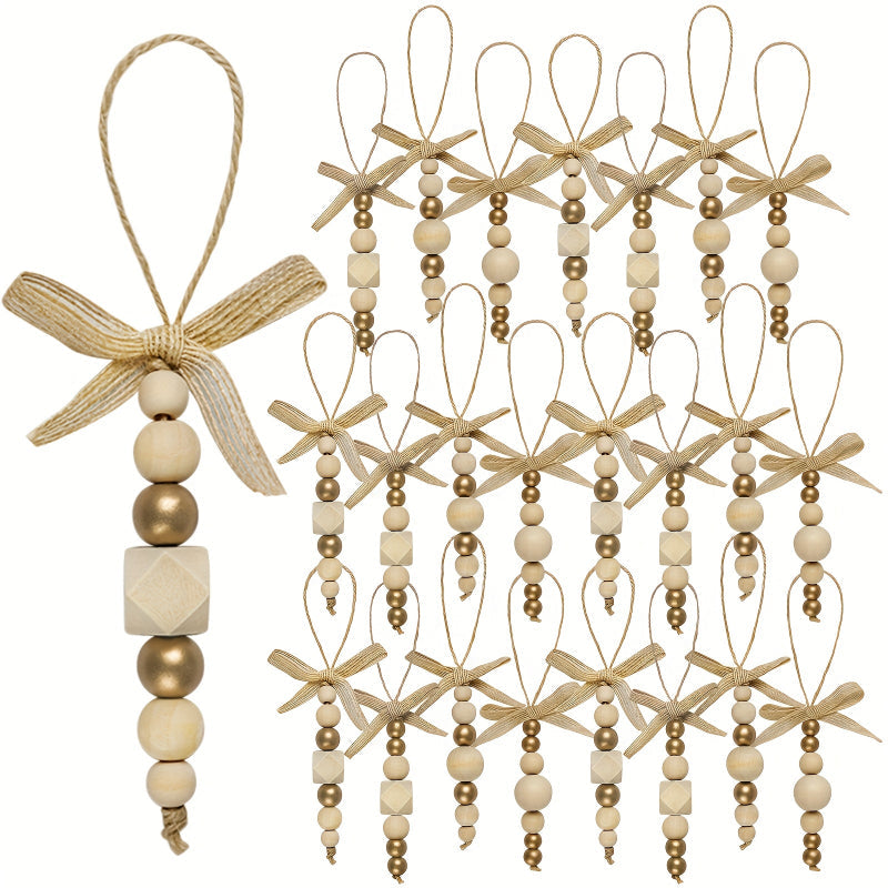 Wooden Bead Boho Christmas Tree Ornaments (24-Piece) Christmas - Tophatter Daily Deals