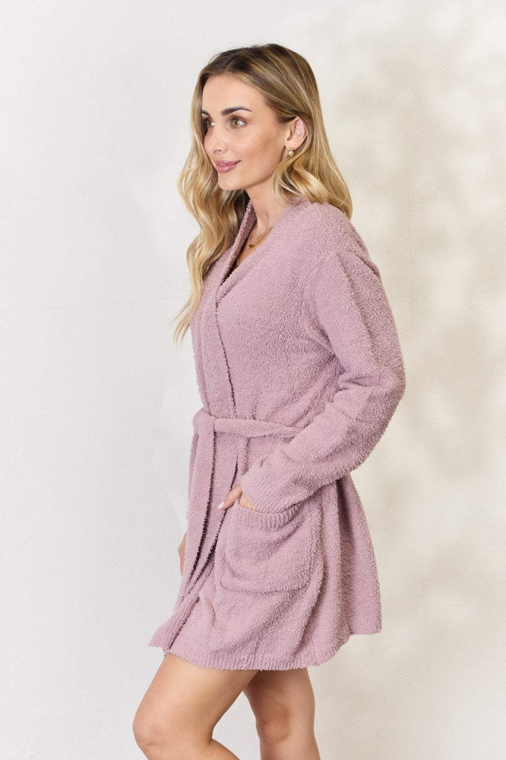 Hailey & Co Tie Front Long Sleeve Robe Sleep Dresses - Tophatter Daily Deals