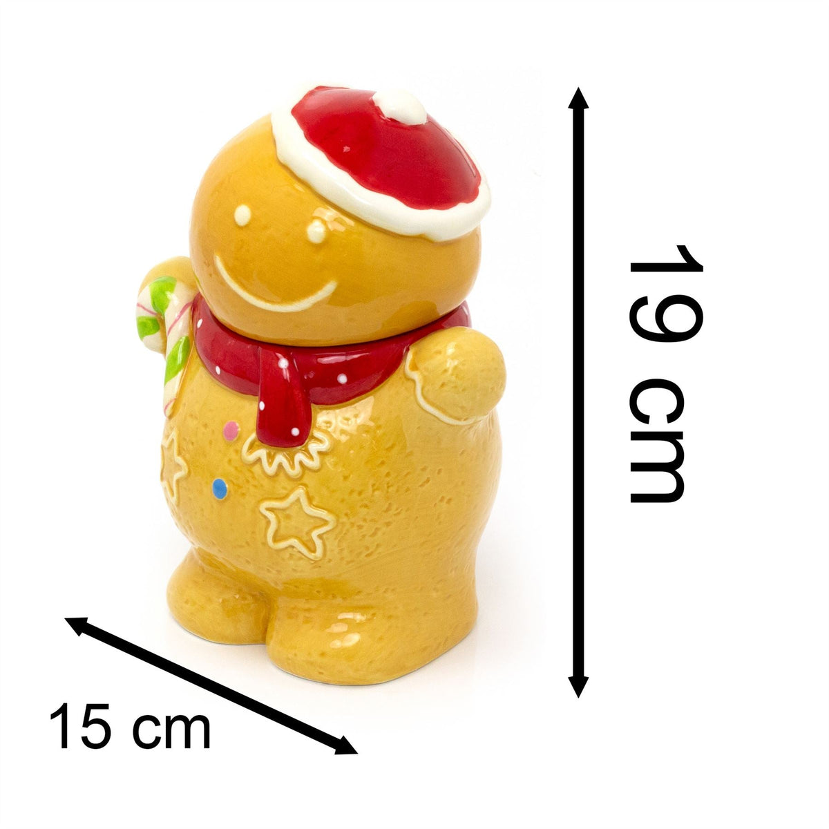 Gingerbread Boy Christmas Storage Jar | Festive Ceramic Kitchen Cookie Jar 18cm Jar - Tophatter Daily Deals