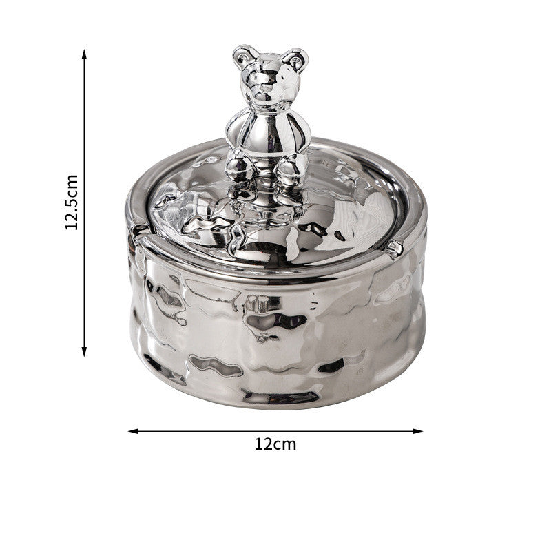 Bear Cookie Shape Relief Ceramic Ashtray Silver 0 - Tophatter Daily Deals