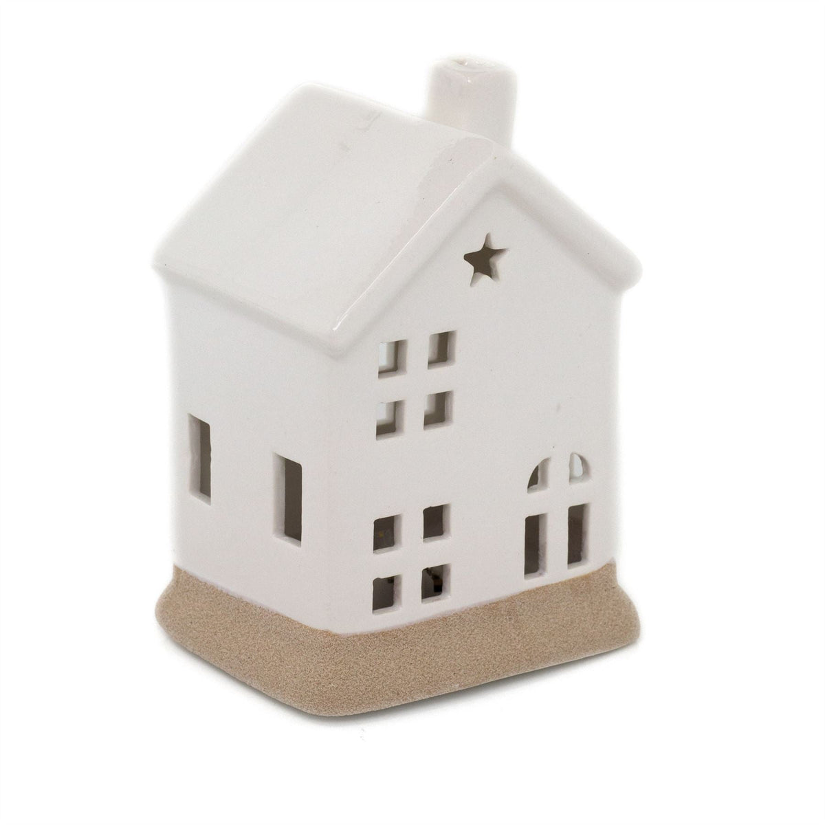 White Ceramic LED House | Christmas Village Light Up House Festive Ornament Ornament - Tophatter Daily Deals