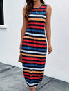 Slit Printed Round Neck Sleeveless Dress Casual Dresses - Tophatter Daily Deals