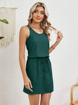 Eyelet Scoop Neck Sleeveless Dress Casual Dresses - Tophatter Daily Deals