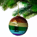 Rainbow Sequin Christmas Bauble | Multicoloured Christmas Tree Ornament - 7cm Baubles - Tophatter Daily Deals