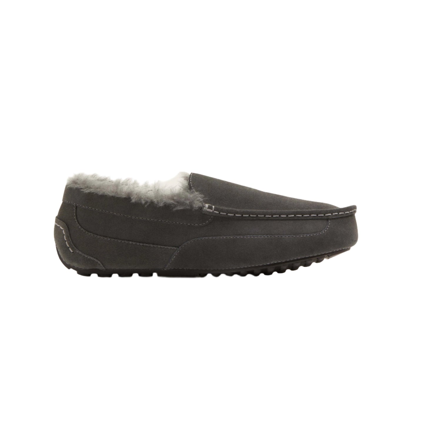 Australian Shearling Tread Men's Moccasin Gray Slippers - Tophatter Daily Deals