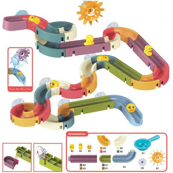 Baby Bath Toys DIY Marble Race Run Assembling Track 48-Pieces Toys & Games - Tophatter Daily Deals