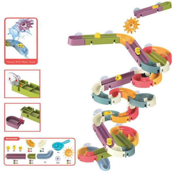 Baby Bath Toys DIY Marble Race Run Assembling Track 66-Pieces Toys & Games - Tophatter Daily Deals
