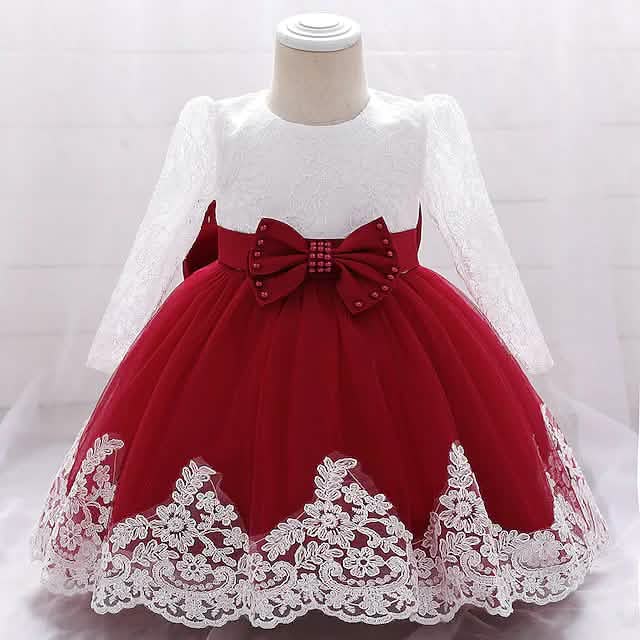 Baby Girls' Basic Christening Floral Dress Wine Red Kids' & Baby Clothing - Tophatter Daily Deals