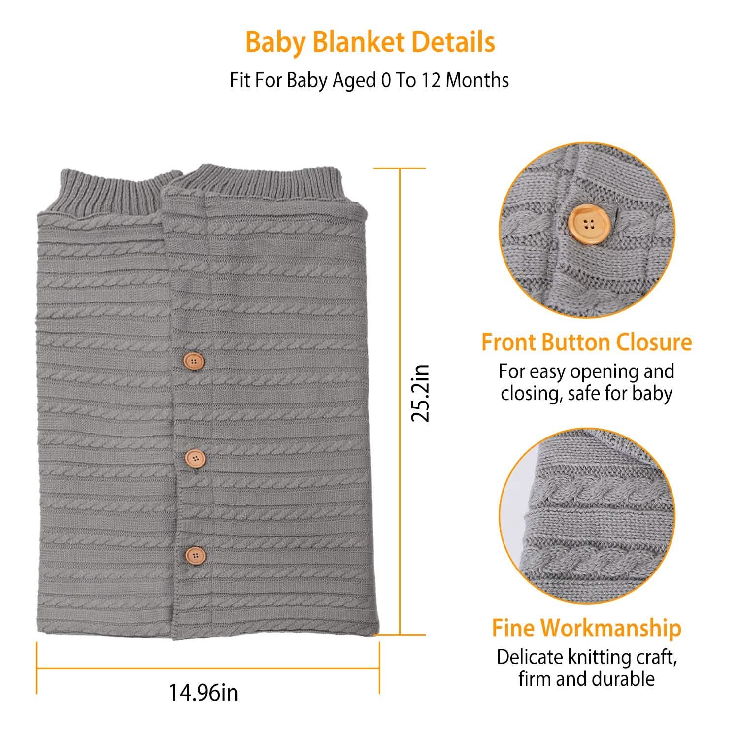 Baby Knit Swaddle Blanket Wrap with Buttons Baby Gear - Tophatter Daily Deals