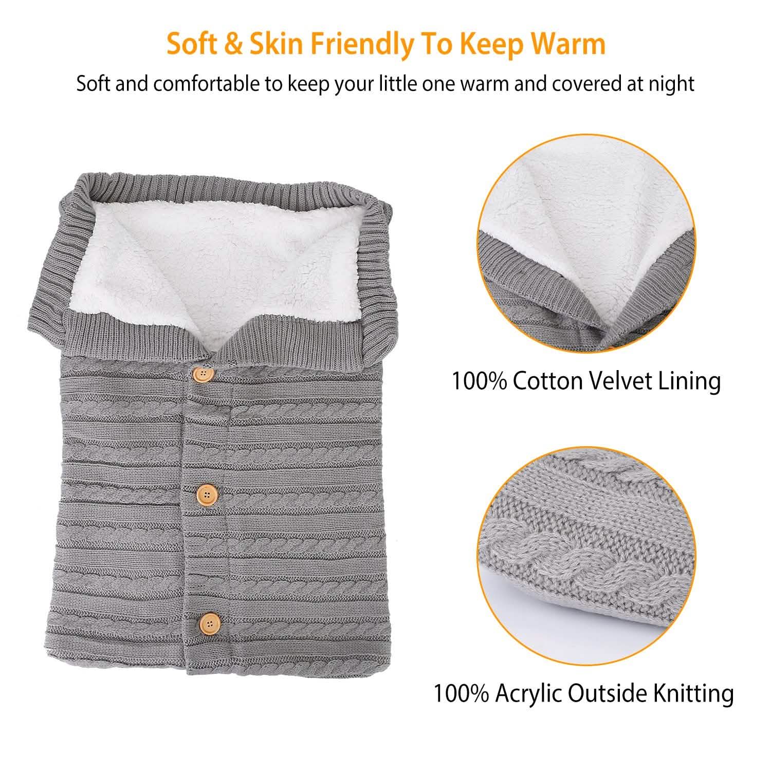 Baby Knit Swaddle Blanket Wrap with Buttons Baby Gear - Tophatter Daily Deals