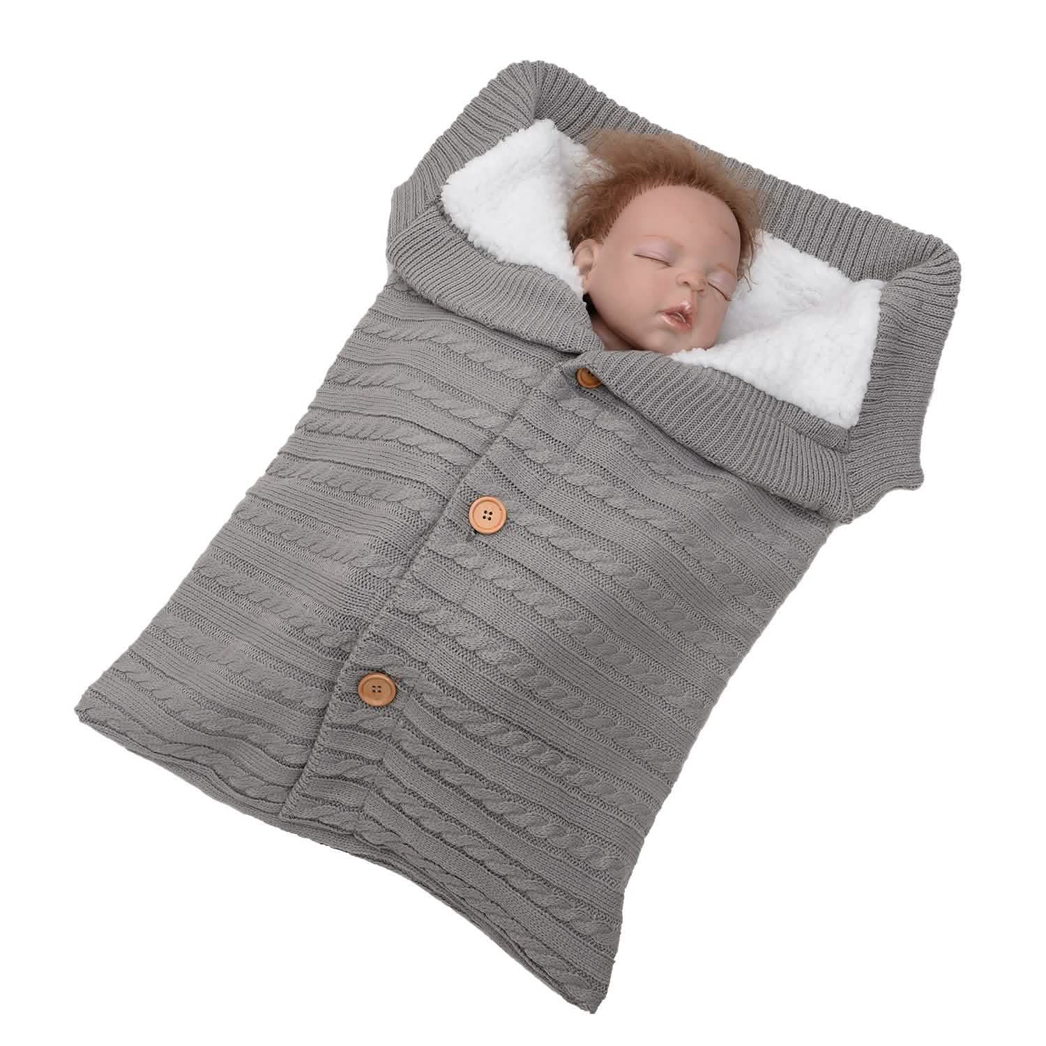 Baby Knit Swaddle Blanket Wrap with Buttons Baby Gear - Tophatter Daily Deals