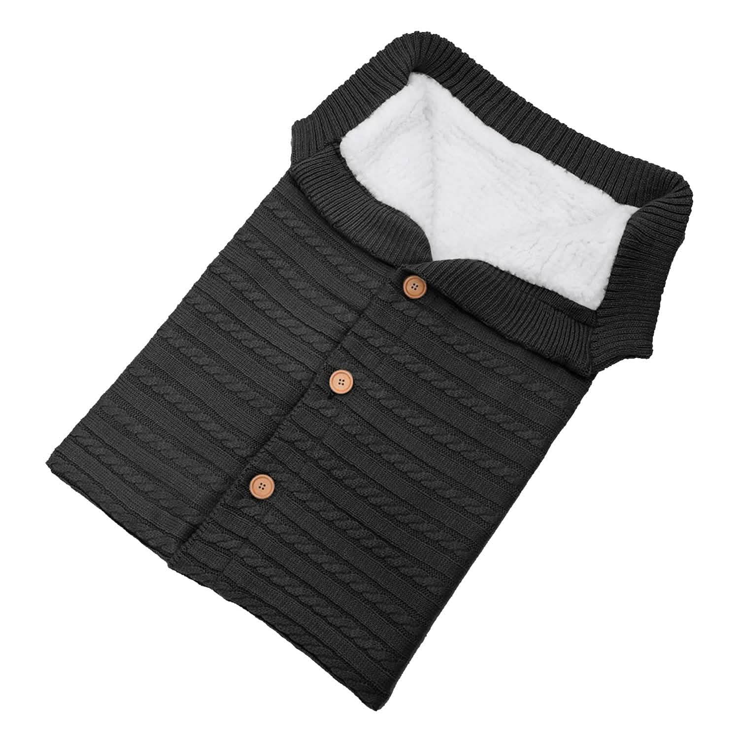 Baby Knit Swaddle Blanket Wrap with Buttons Dark Gray Baby Gear - Tophatter Daily Deals