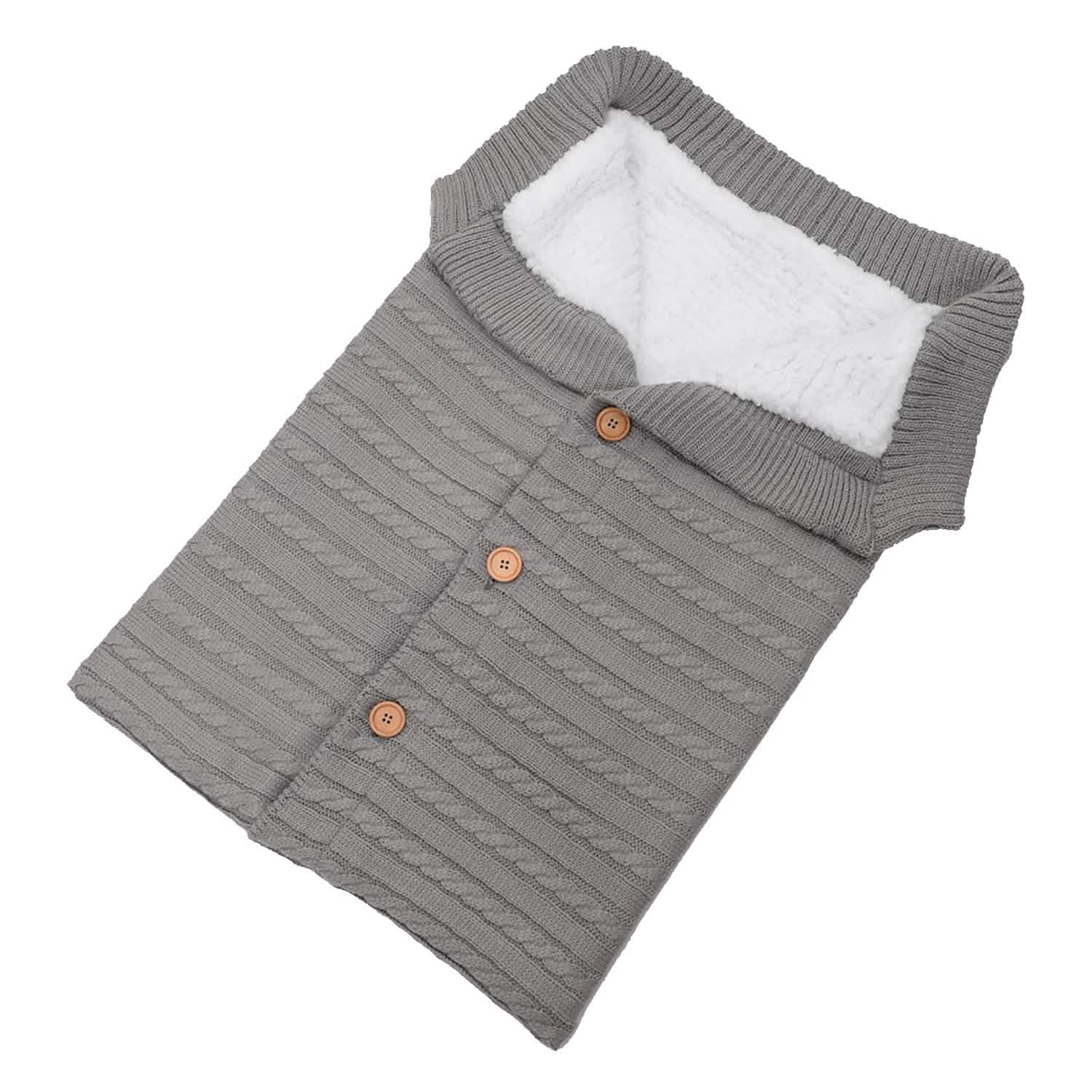 Baby Knit Swaddle Blanket Wrap with Buttons Light Gray Baby Gear - Tophatter Daily Deals