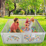 Baby Playpen with Anti-Suction Base Zipper Door Baby Gear - Tophatter Daily Deals