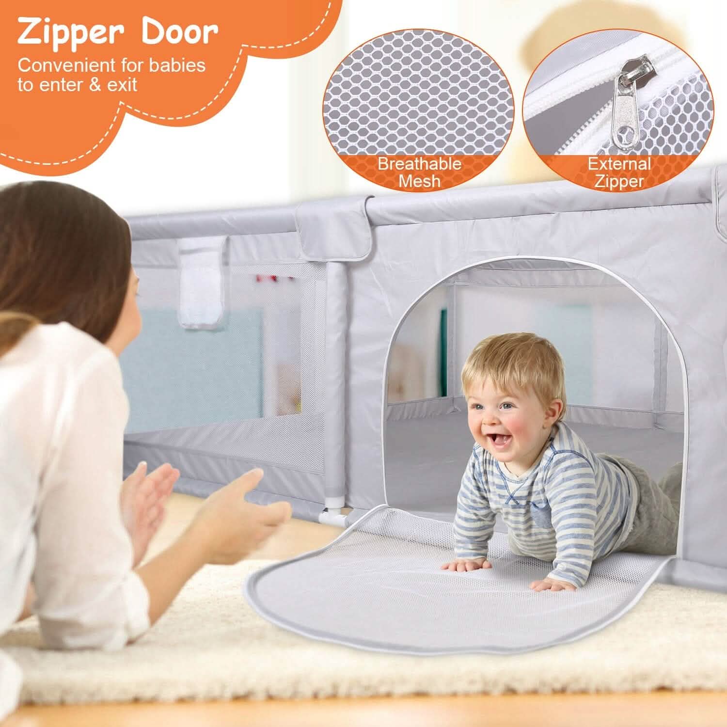 Baby Playpen with Anti-Suction Base Zipper Door Baby Gear - Tophatter Daily Deals