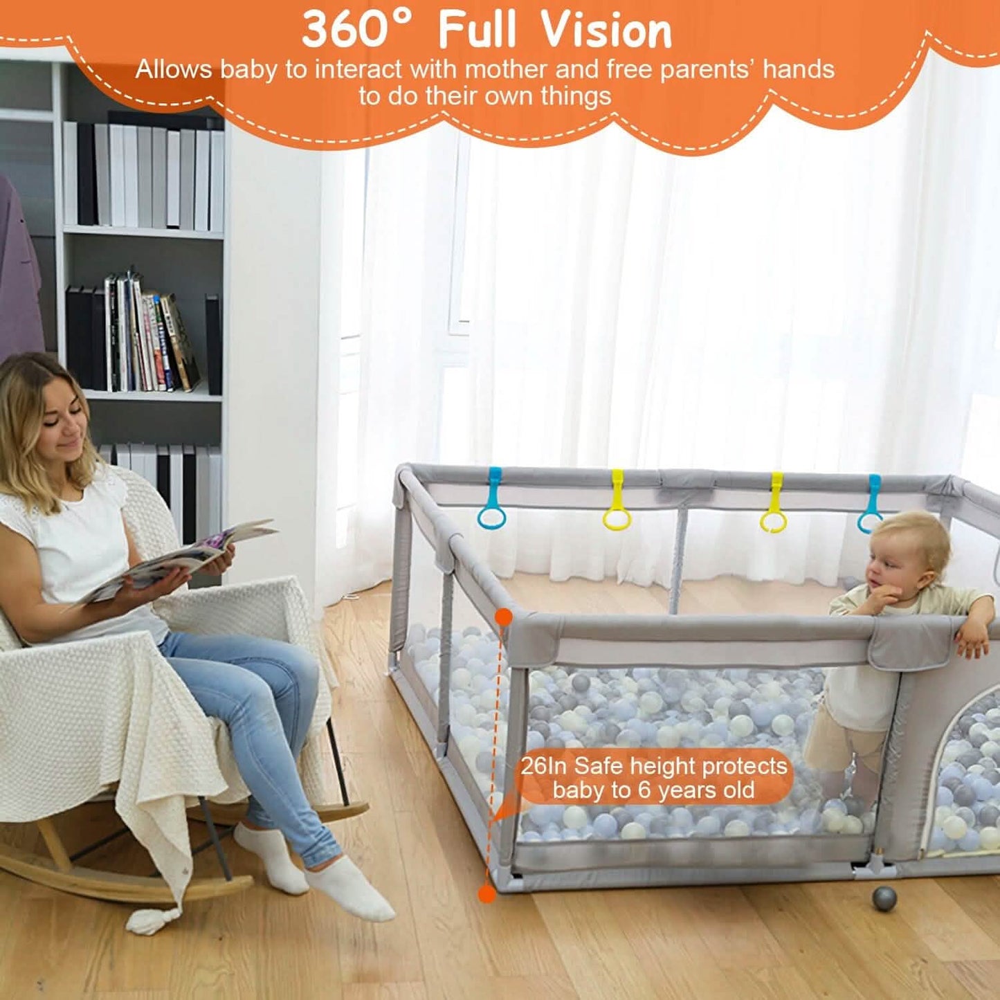 Baby Playpen with Anti-Suction Base Zipper Door Baby Gear - Tophatter Daily Deals