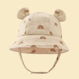Baby Summer Beach Adjustable Bucket Cute Cotton Hat with Ears Khaki Kids' & Baby Clothing - Tophatter Daily Deals