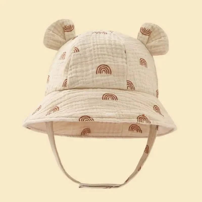 Baby Summer Beach Adjustable Bucket Cute Cotton Hat with Ears Khaki Kids' & Baby Clothing - Tophatter Daily Deals