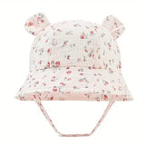 Baby Summer Beach Adjustable Bucket Cute Cotton Hat with Ears Pale Pinkish Gray Kids' & Baby Clothing - Tophatter Daily Deals